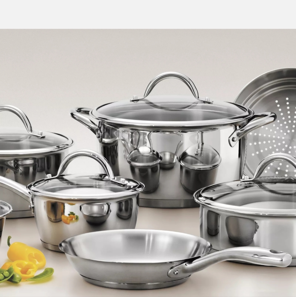 NEW Tramontina kitchen pots pans  Stainless Steel Tri Ply Cookware  12 Piece set